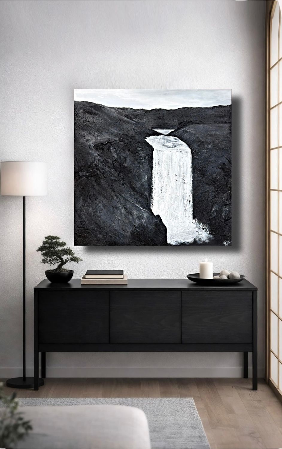 Skógafoss - Textured Painting On Canvas