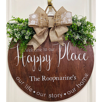Welcome To Our Happy Place Wreath