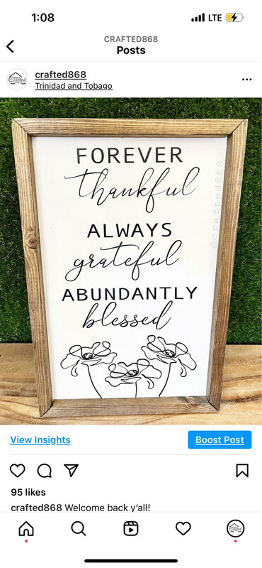 Forever Thankful 1” Framed Wall Decor