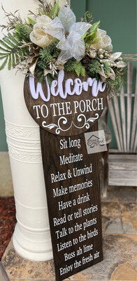 3D Welcome Porch Leaner With Attached Wreath (Seasonal)