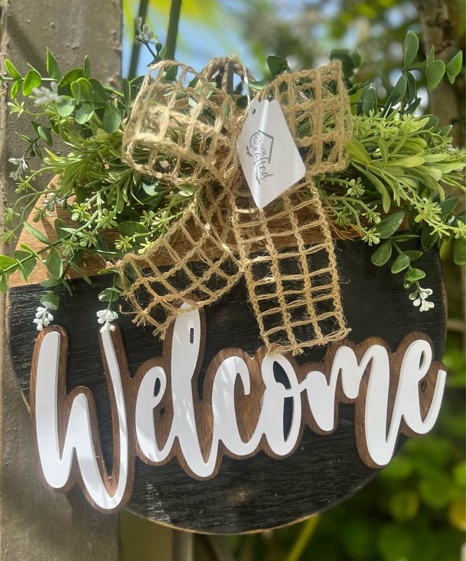 Welcome 3 layer Rustic Wreath