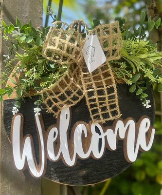 Welcome 3 layer Rustic Wreath