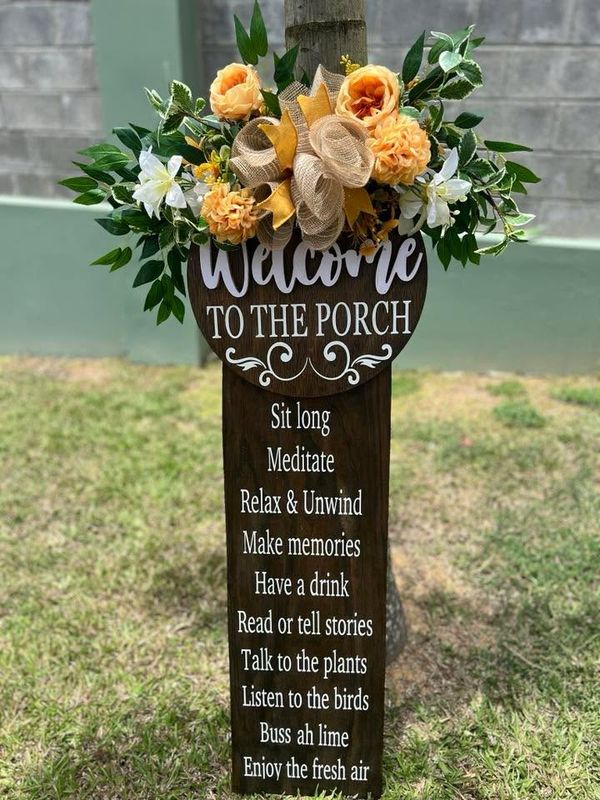 3D Welcome Porch Leaner With Attached Wreath (Seasonal/Non seasonal)
