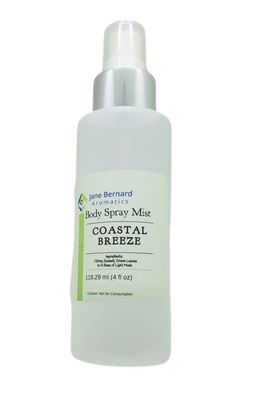 Jane Bernard Coastal Breeze Body Spray, 4 Ounces, Body Mist for Women and Men with Calming Refreshing Scent for All Day Use