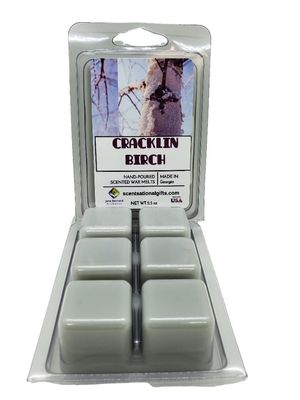 Soy Blend | Wax Melt | 2.5 Oz Net Wt | 1 Pack only with 6 Snappable Cubes in Clamshell | CRACKLIN Birch | Home Fragrance