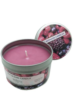 Mulberry Scented Hand Poured Soy Blend Candle | 6 Ounce Travel Tin