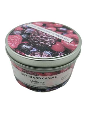 Mulberry Scented Hand Poured Soy Blend Candle | 6 Ounce Travel Tin