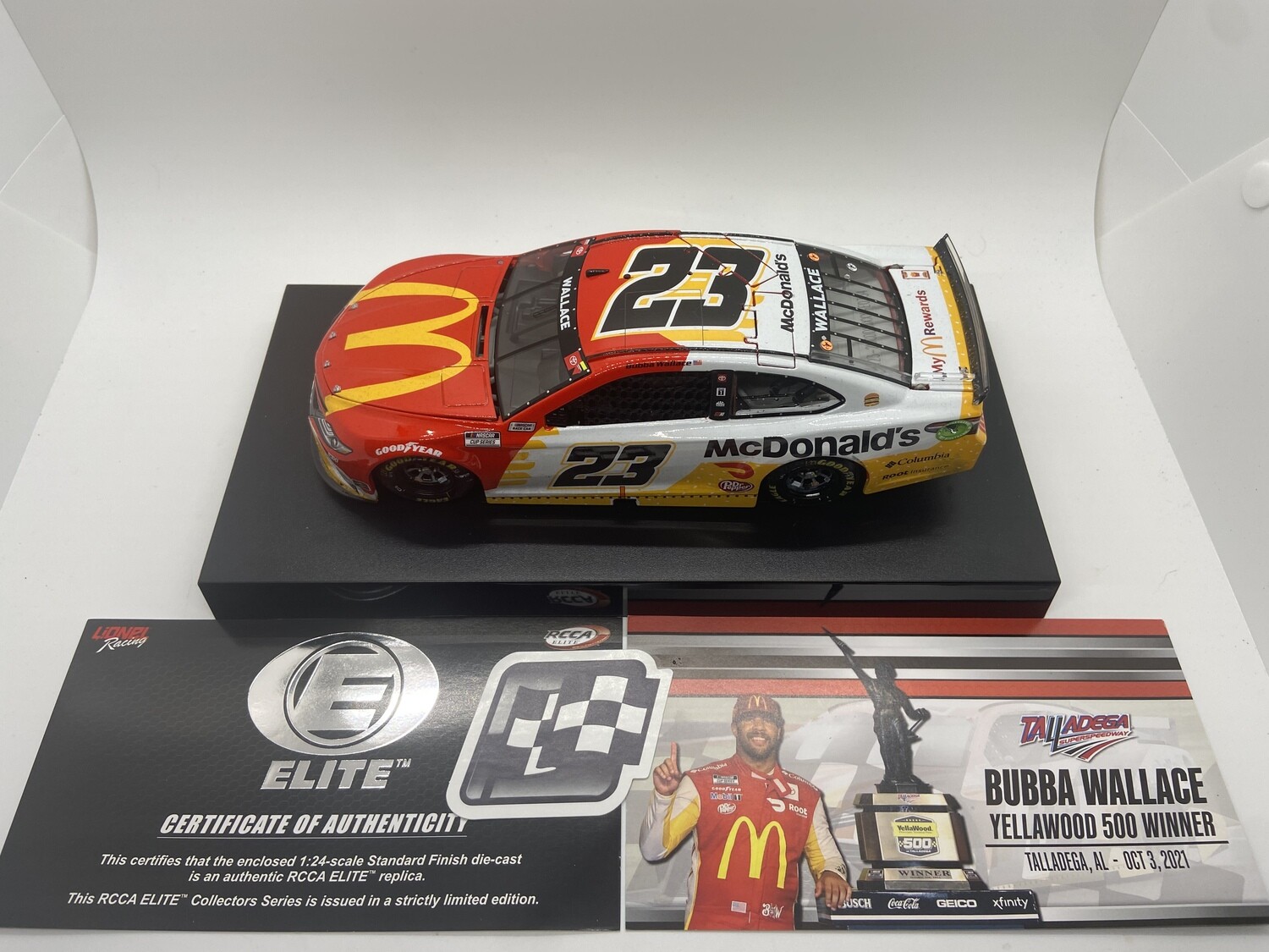 Bubba Wallace 2021 McDonald&#39;s Talladega First Cup Series Win 1:24 Elite Nascar Diecast