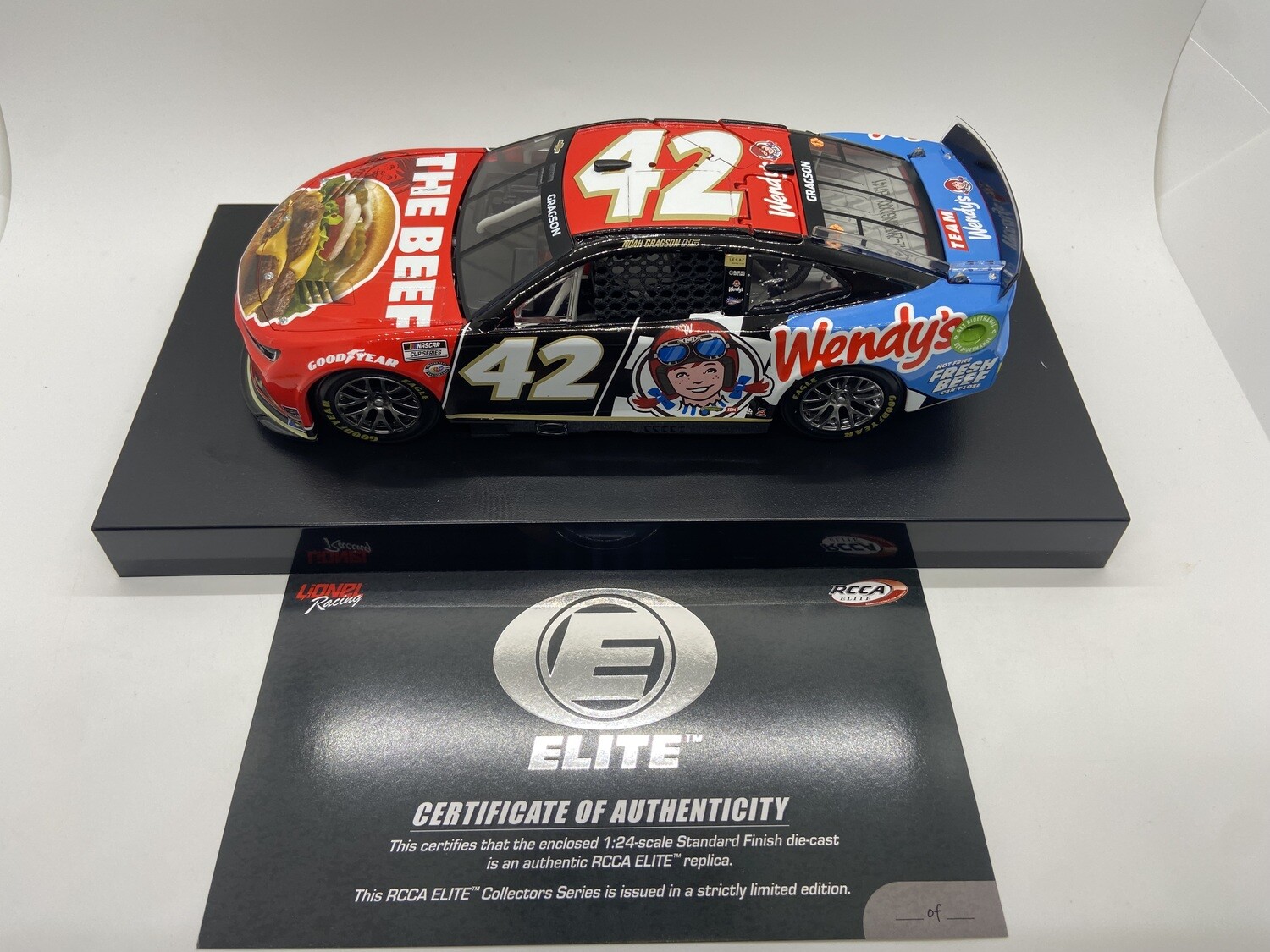 Noah Gragson 2023 Wendy&#39;s 1:24 Elite Nascar Diecast