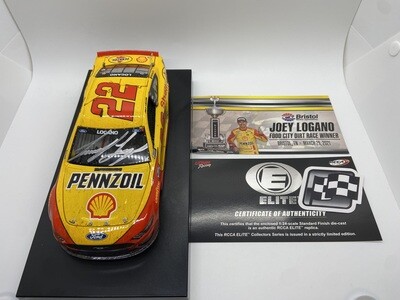 Joey Logano Autographed 2021 Shell/Pennzoil Bristol (Dirt) Race Win 3/28 1:24 Elite