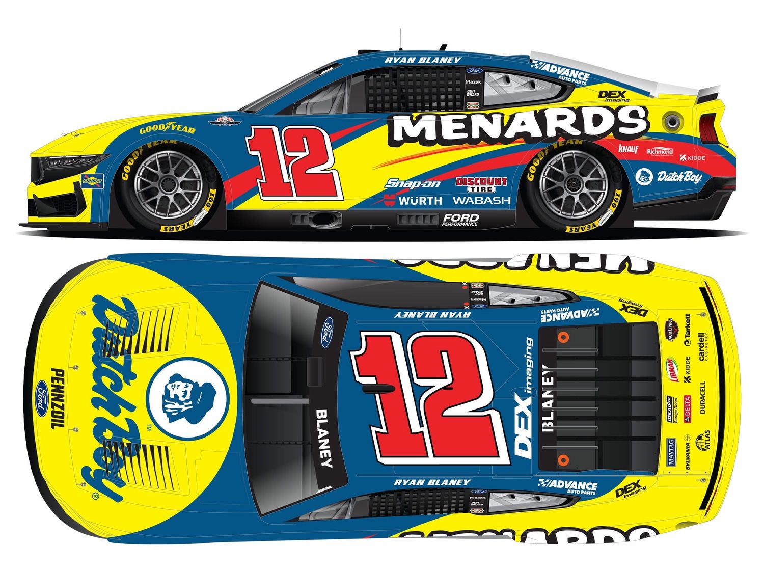 PRE-ORDER - $80 - Ryan Blaney 2025 Menards Dutch Boy Throwback 1:24 Nascar Diecast