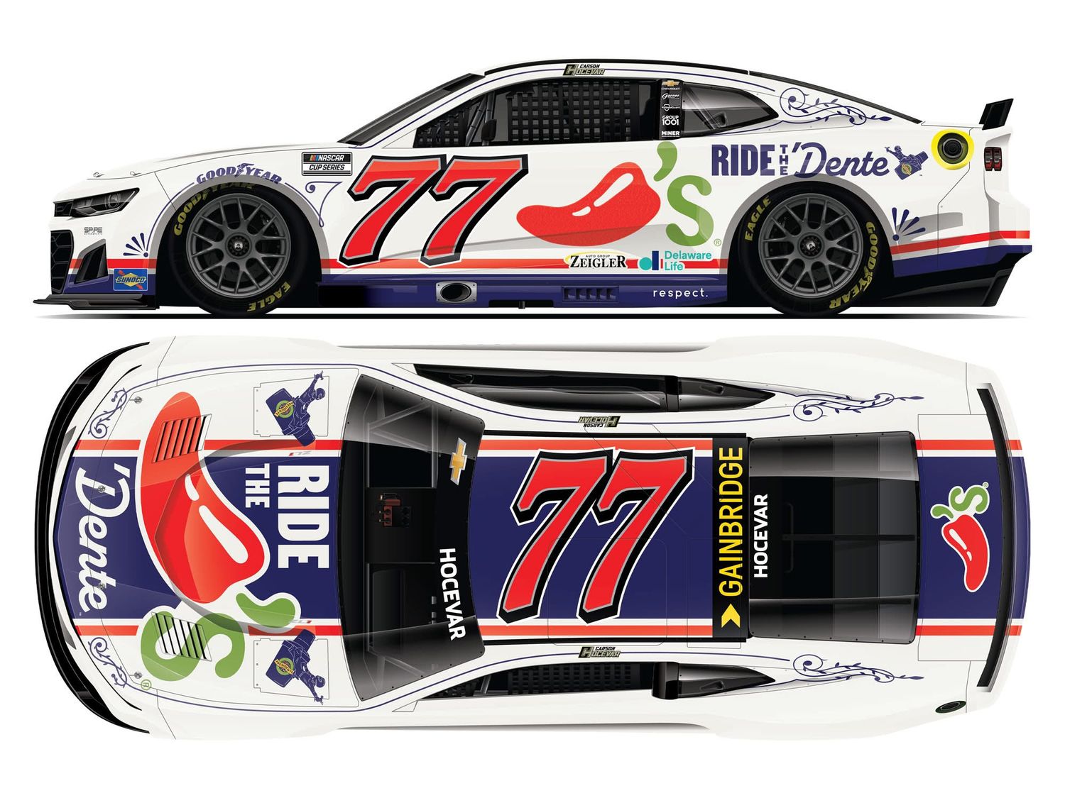 PRE-ORDER - $80 - Carson Hocevar 2025 Chili&#39;s Ride The &#39;Dente 1:24 Nascar Diecast