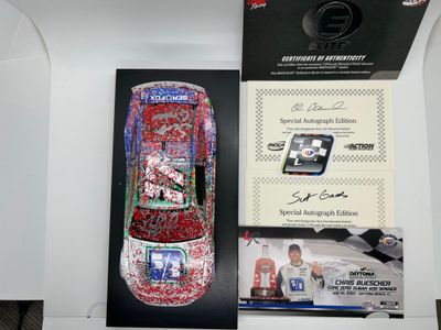 Chris Buescher Dual Autographed 2023 Fifth Third Bank Daytona Race Win 1/24 Elite Nascar Diecast