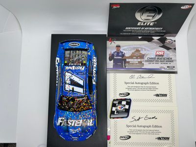 Chris Buescher Dual Autographed 2023 Fastenal Richmond Race Win 1/24 Elite Nascar Diecast