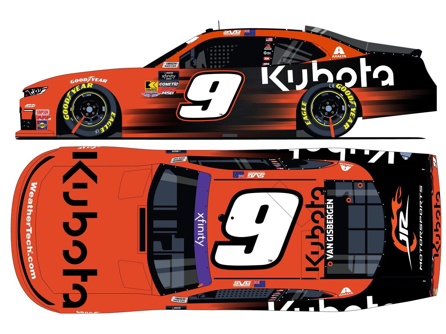 PRE-ORDER - $100 - Shane Van Gisbergen Autographed 2025 Kubota 1:24 Nascar Diecast Xfinity Series