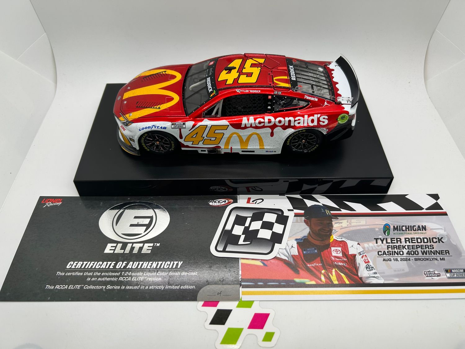 Tyler Reddick 2024 McDonald&#39;s Michigan Race Win 1:24 Liquid Color Elite Nascar Diecast