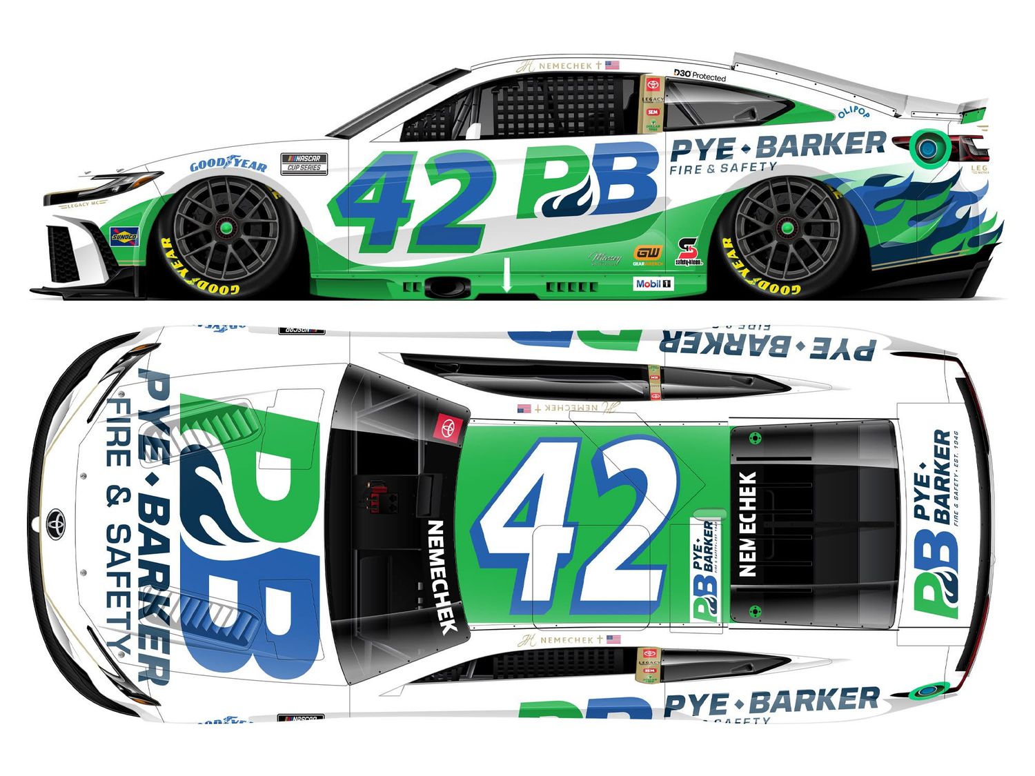 PRE-ORDER - $80 - John Hunter Nemechek 2025 Pye-Barker Fire &amp; Safety 1:24 Nascar Diecast
