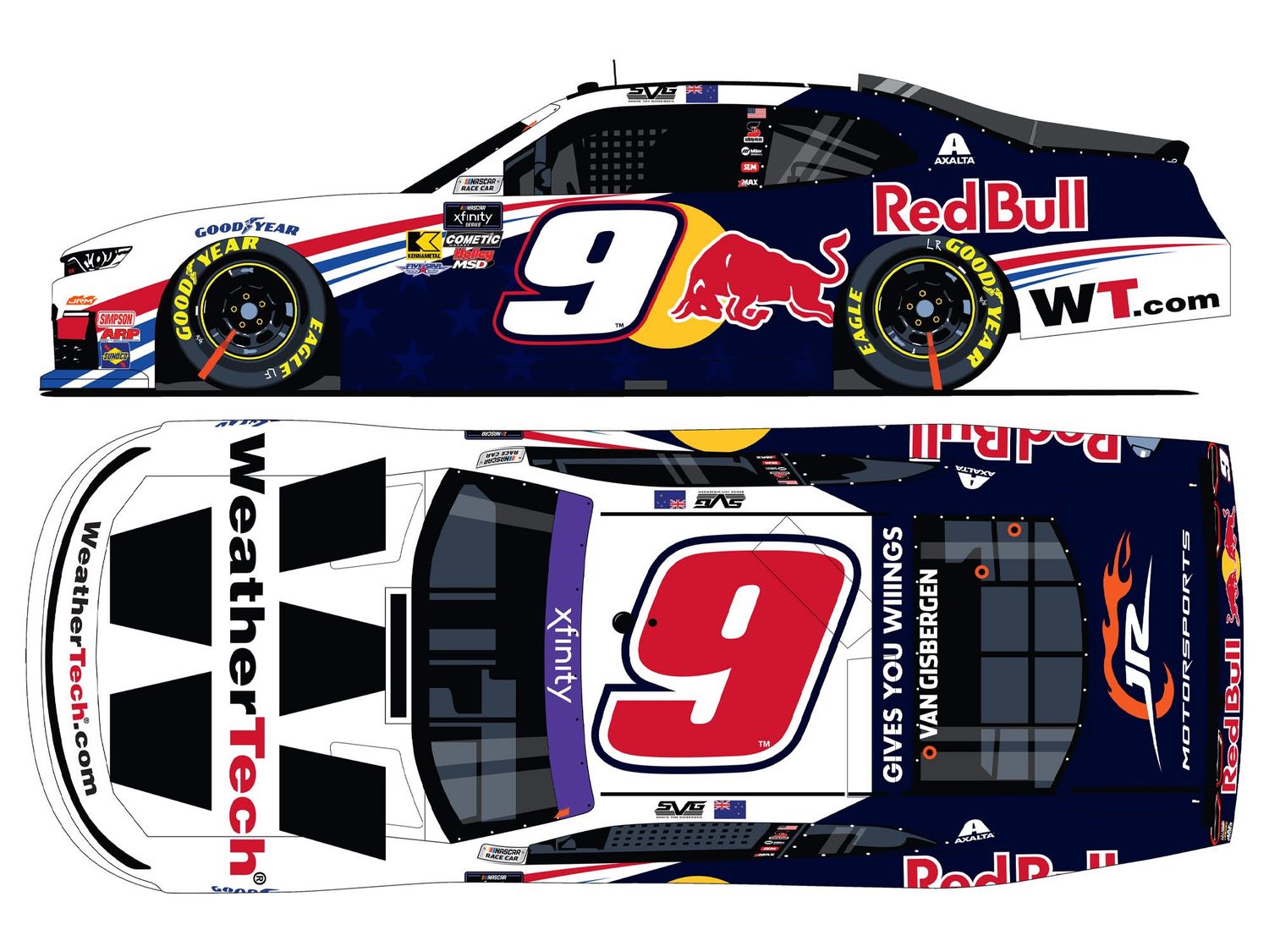 PRE-ORDER - $100 - Shane Van Gisbergen Autographed 2025 Weathertech/Red Bull 1:24 Nascar Diecast Xfinity Series