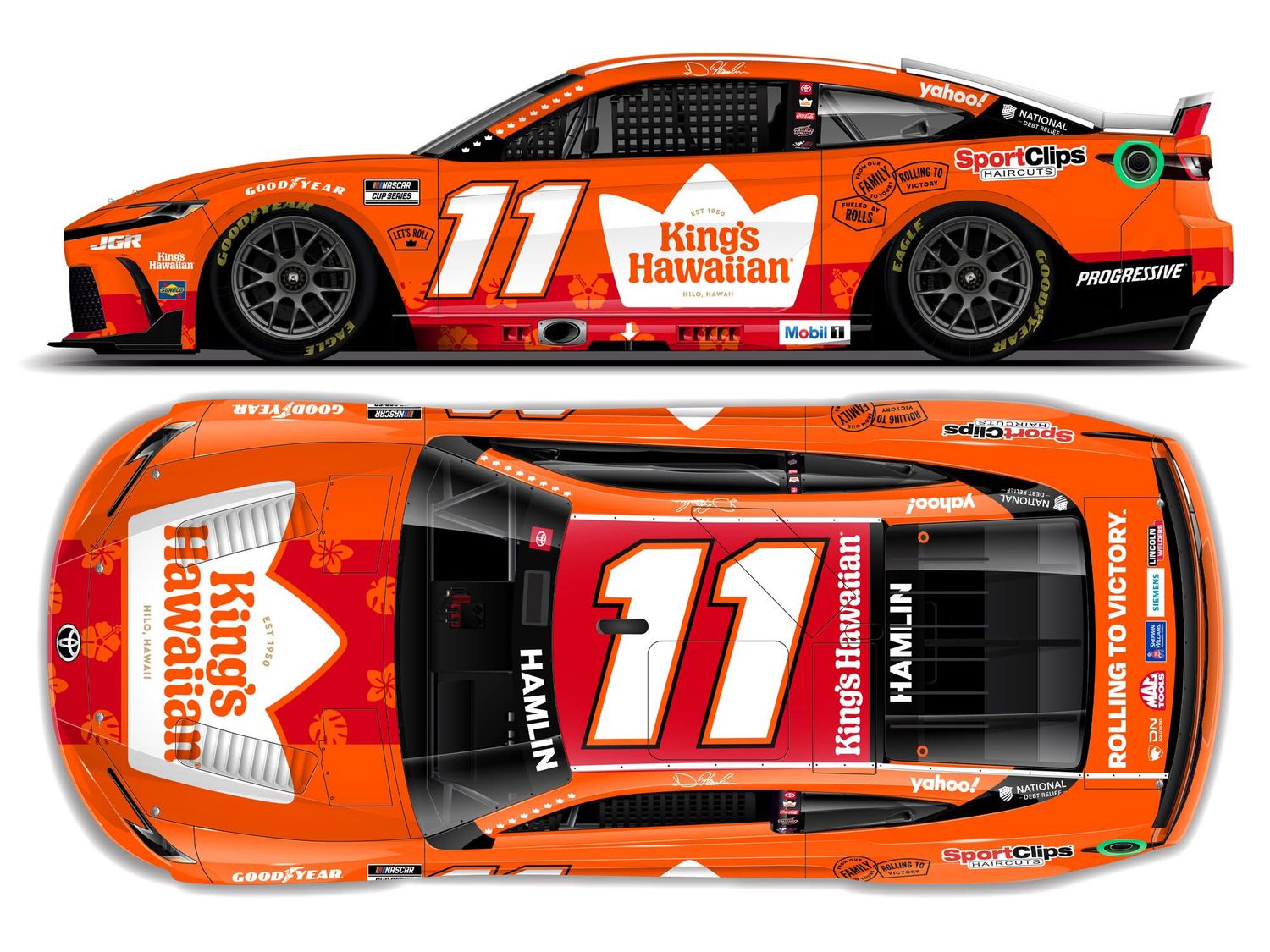 PRE-ORDER - $90 - Denny Hamlin 2025 King&#39;s Hawaiian 1:24 Color Chrome Nascar Diecast