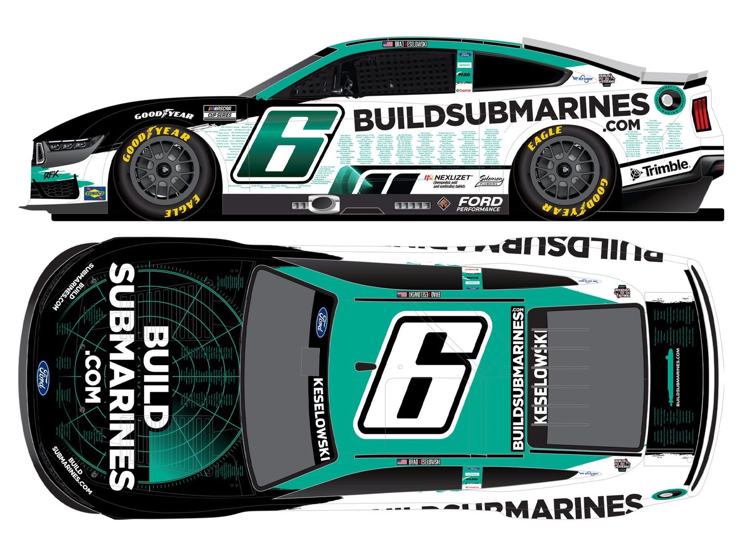 PRE-ORDER - $97 - Brad Keselowski 2025 BuildSubmarines / Tribute to Veterans 1:24 Color Chrome Nascar Diecast