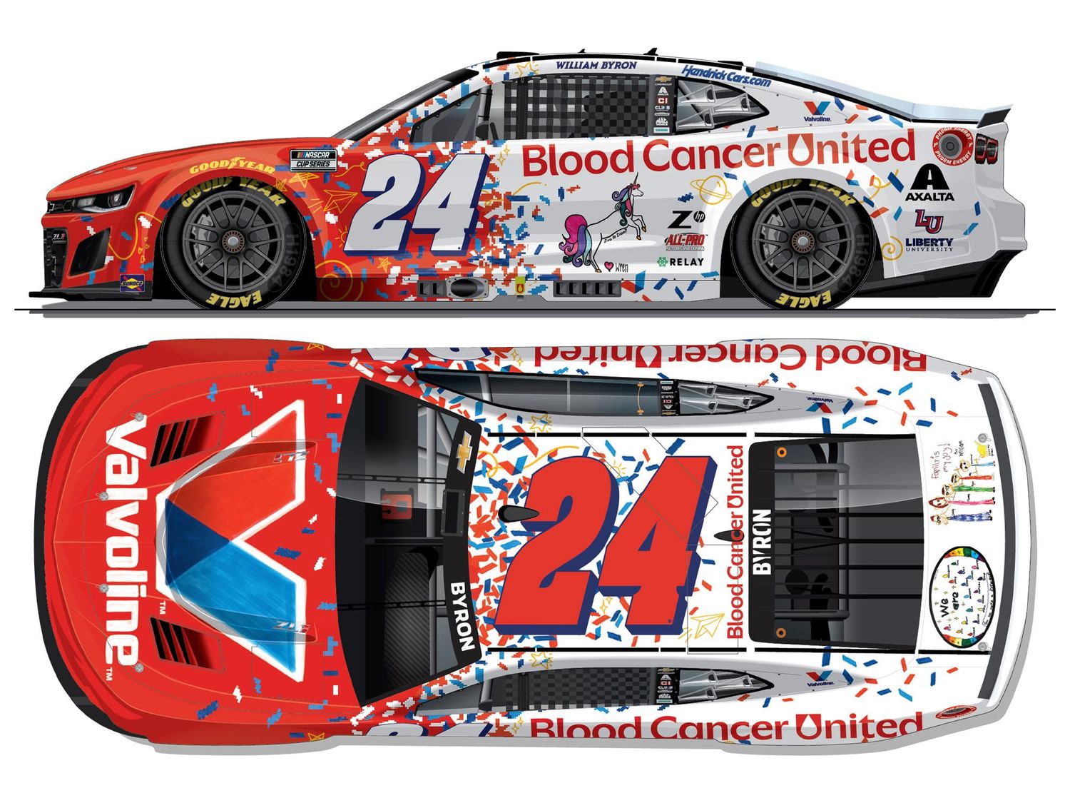 PRE-ORDER - $130 - William Bryon 2025 Valvoline/Blood Cancer United 1:24 Elite Nascar Diecast