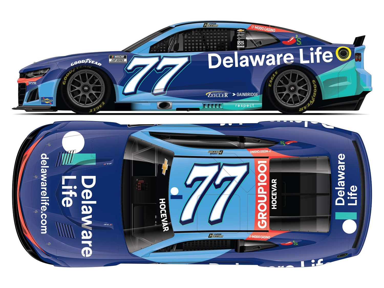 PRE-ORDER - $130 - Carson Hocevar 2025 Delaware Life 1:24 Elite Nascar Diecast
