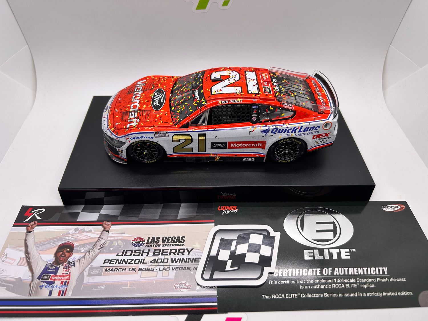 Josh Berry 2025 Motorcraft / Las Vegas 3/16/25 Race Win 1:24 Elite Nascar Diecast - FOIL NUMBER CAR