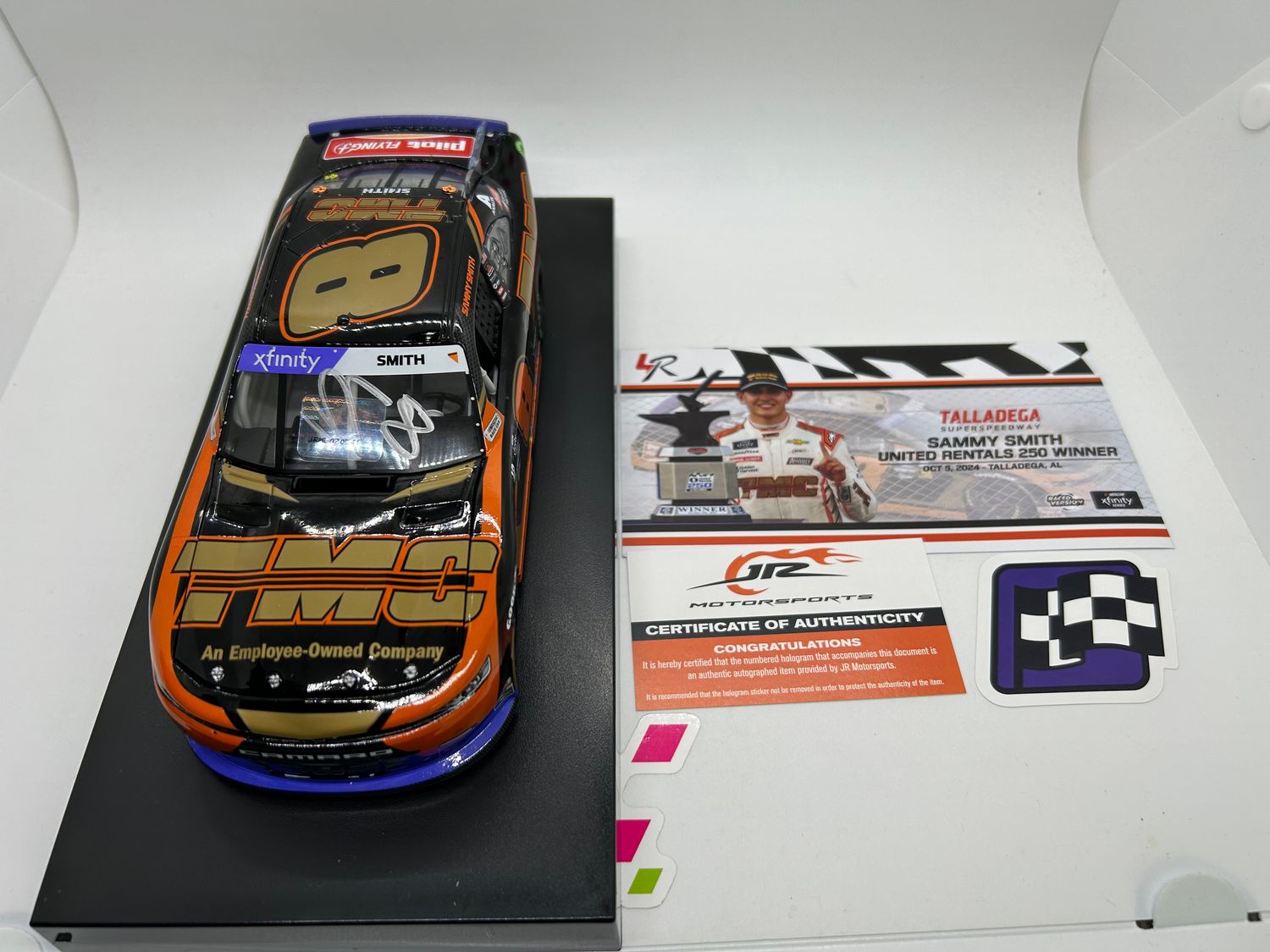Sammy Smith Autographed 2024 TMC Transportation Talladega 10/5 Race Win 1:24 Nascar Diecast - Xfinity Series
