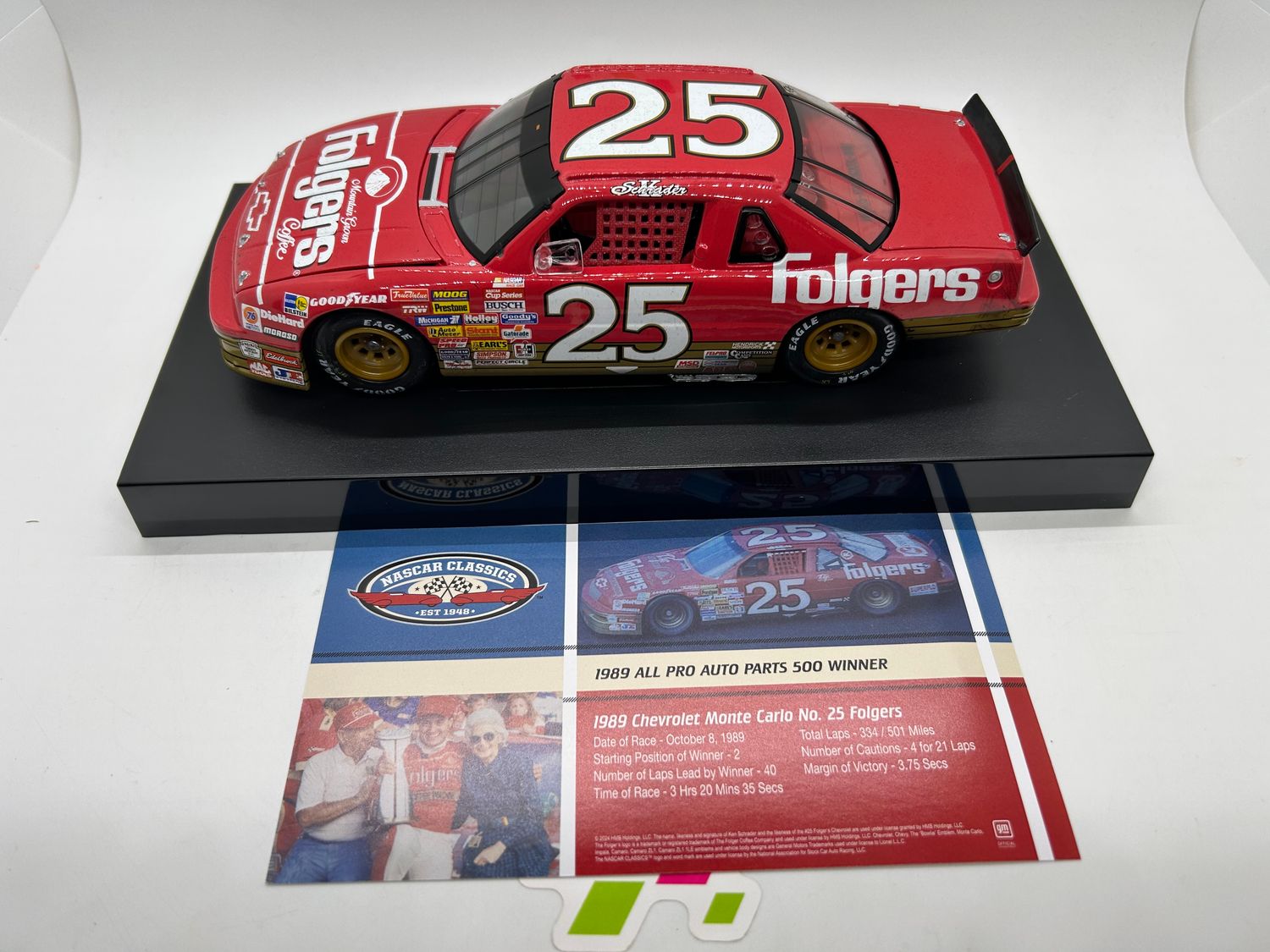 Ken Schrader 1989 Folgers Charlotte Raced Win 1:24 Nascar Diecast