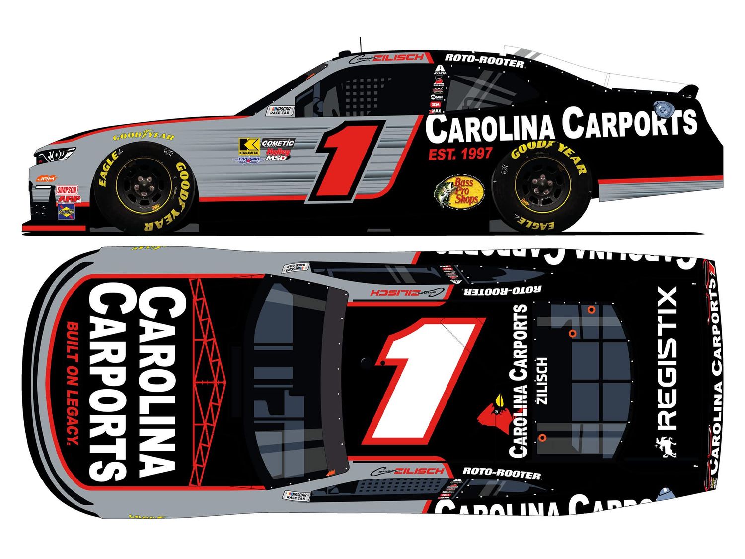PRE-ORDER - $80 - Connor Zilisch 2026 Carolina Carports 1:24 Color Chrome Xfinity Diecast