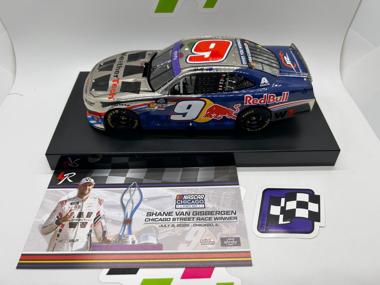 Shane Van Gisbergen 2025 Weathertech/Red Bull 7/5/25 Chicago Race Win 1:24 Color Chrome Nascar Diecast - Xfinity Series