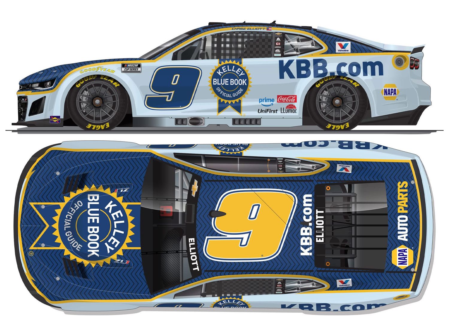 PRE-ORDER - $90 - Chase Elliott 2026 Kelley Blue Book 1:24 Color Chrome Nascar Diecast