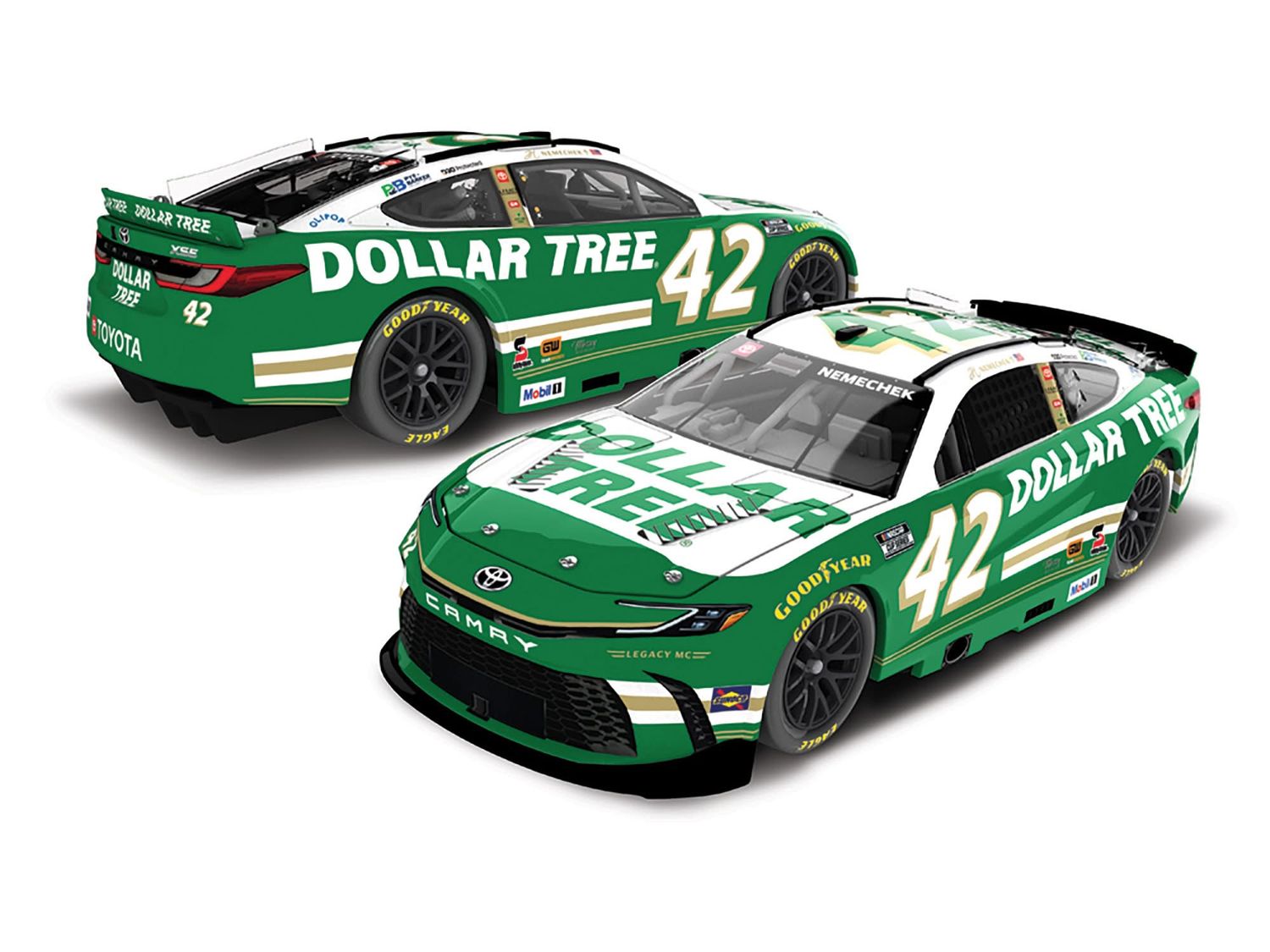 PRE-ORDER - $90 - John Hunter Nemechek 2026 Dollar Tree 1:24 Color Chrome Nascar Diecast