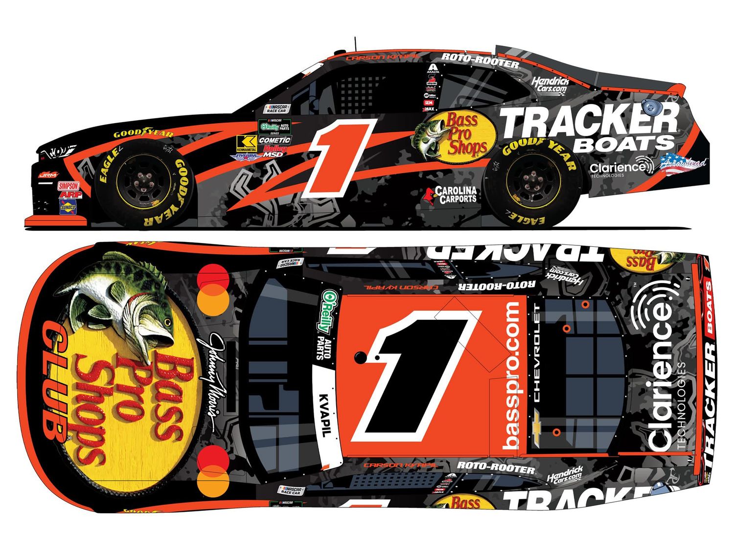 PRE-ORDER - $80 - Carson Kvapil Autographed 2026 Bass Pro Shops / Tracker Boats 1:24 Xfinity Diecast