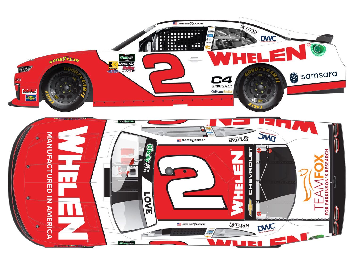 PRE-ORDER - $70 - Jesse Love 2026 Whelen 1:24 O'Reilly Auto Parts Series