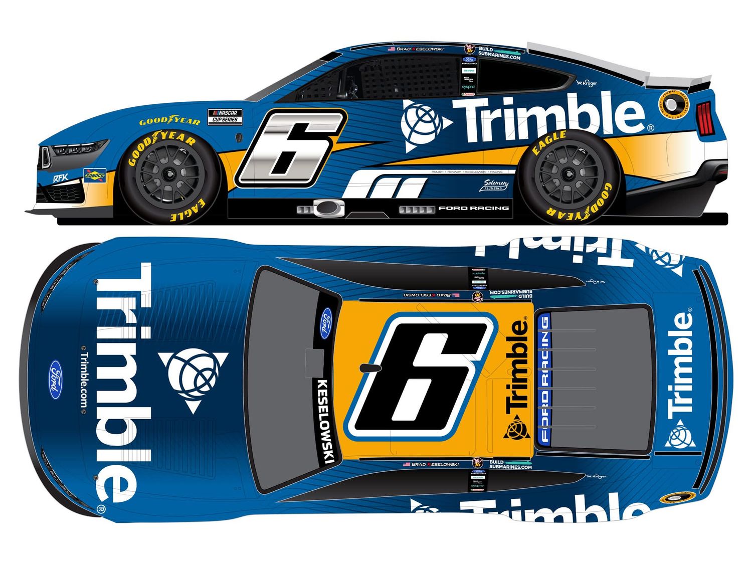 PRE-ORDER - Brad Keselowski 2026 Trimble 1:24 Elite Nascar Diecast - FOIL NUMBER DIECAST