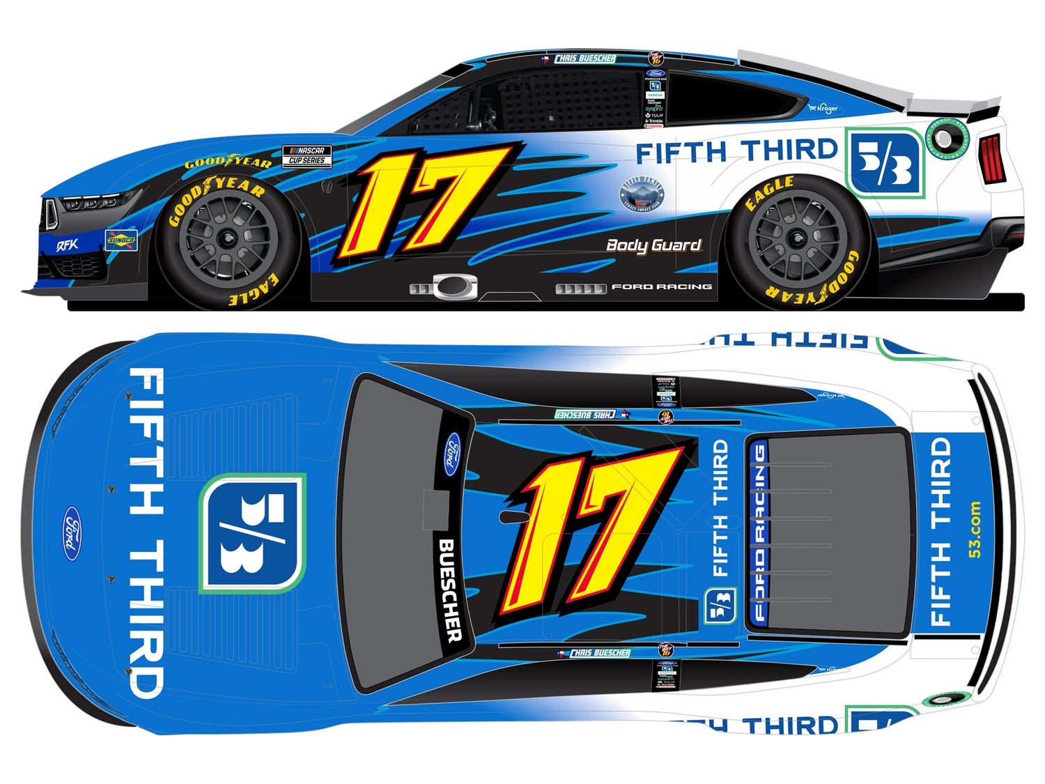 PRE-ORDER - Chris Buescher 2026 Fifth Third Bank Throwback 1:24 Nascar Diecast