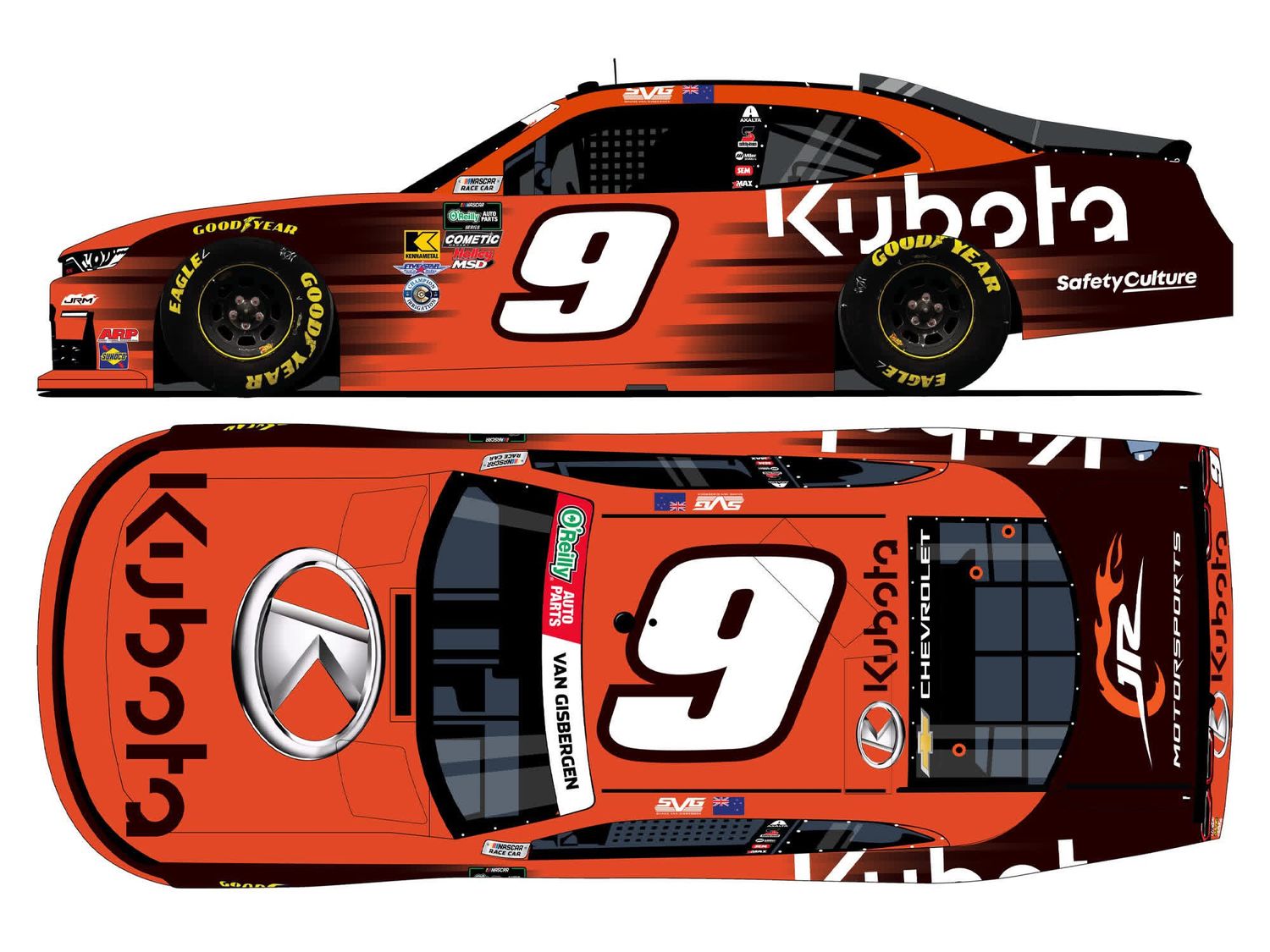PRE-ORDER - Shane Van Gisbergen 2026 Kubota 1:24 Nascar Diecast - O'Reilly Auto Parts Series