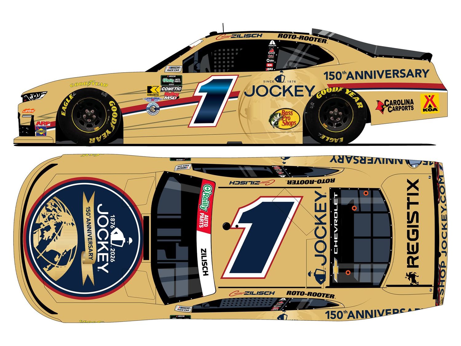 PRE-ORDER - Connor Zilisch Autographed 2026 Jockey 150th Anniversary 1:24 Nascar Diecast