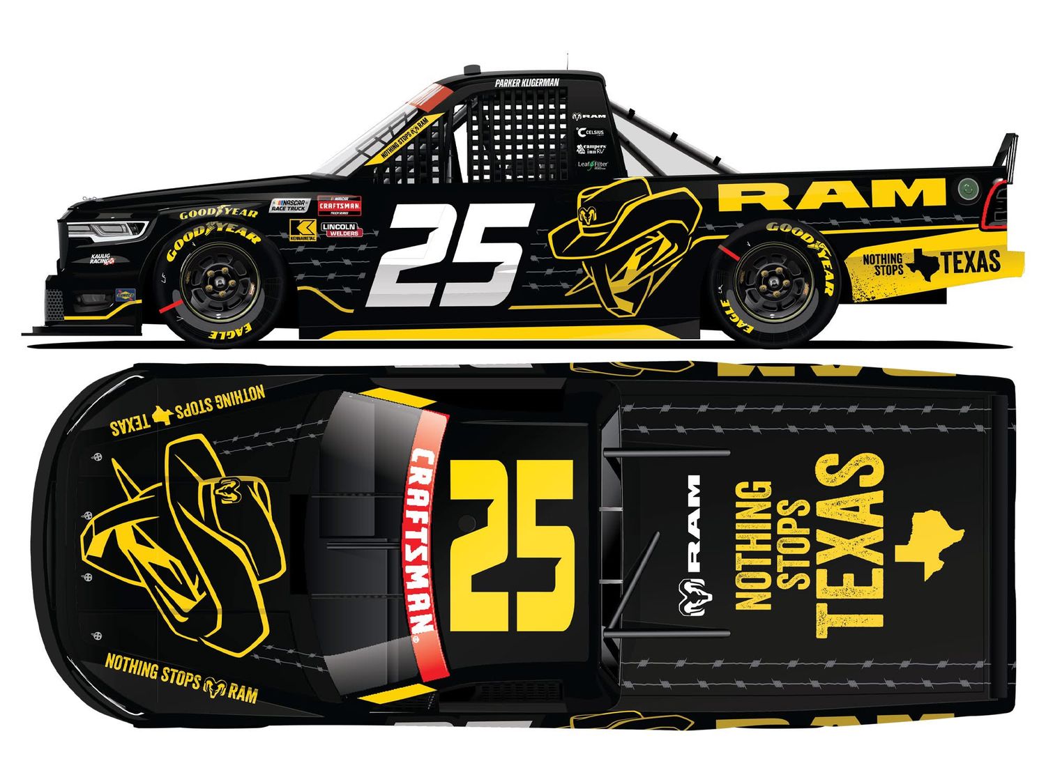 PRE-ORDER - Parker Kligerman 2026 Ram/Nothing Stops Texas Truck Series 1:24 Nascar Diecast - Truck Series