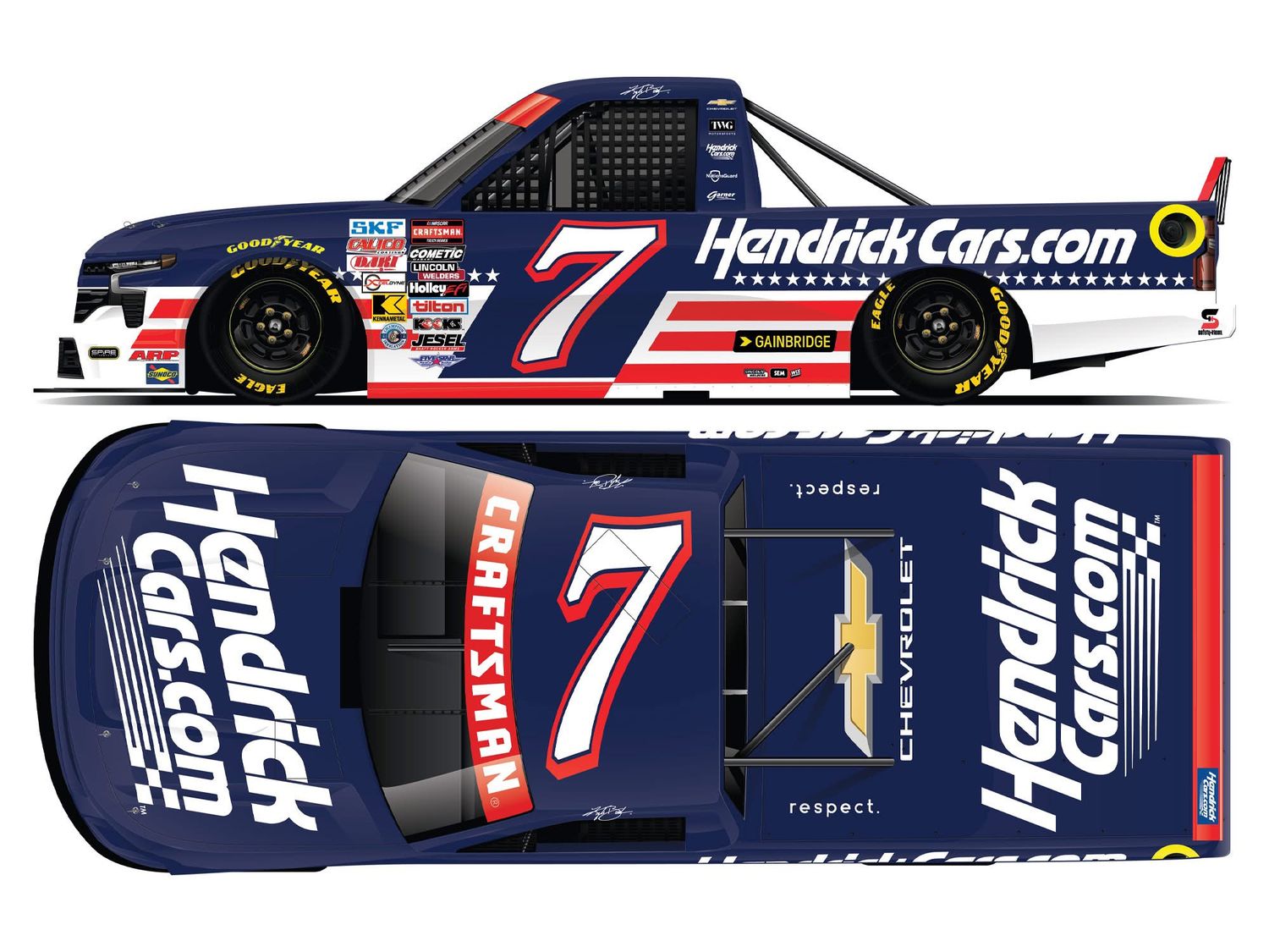 PRE-ORDER - Kyle Busch 2026 Hendrickcars.com Patriotic Truck Series 1:24 Nascar Diecast - Truck Series