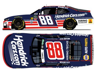 PRE-ORDER - Rajah Caruth Autographed 2026 Hendrickcars.com Patriotic 1:24 Nascar Diecast - O'Reilly Auto Parts Series