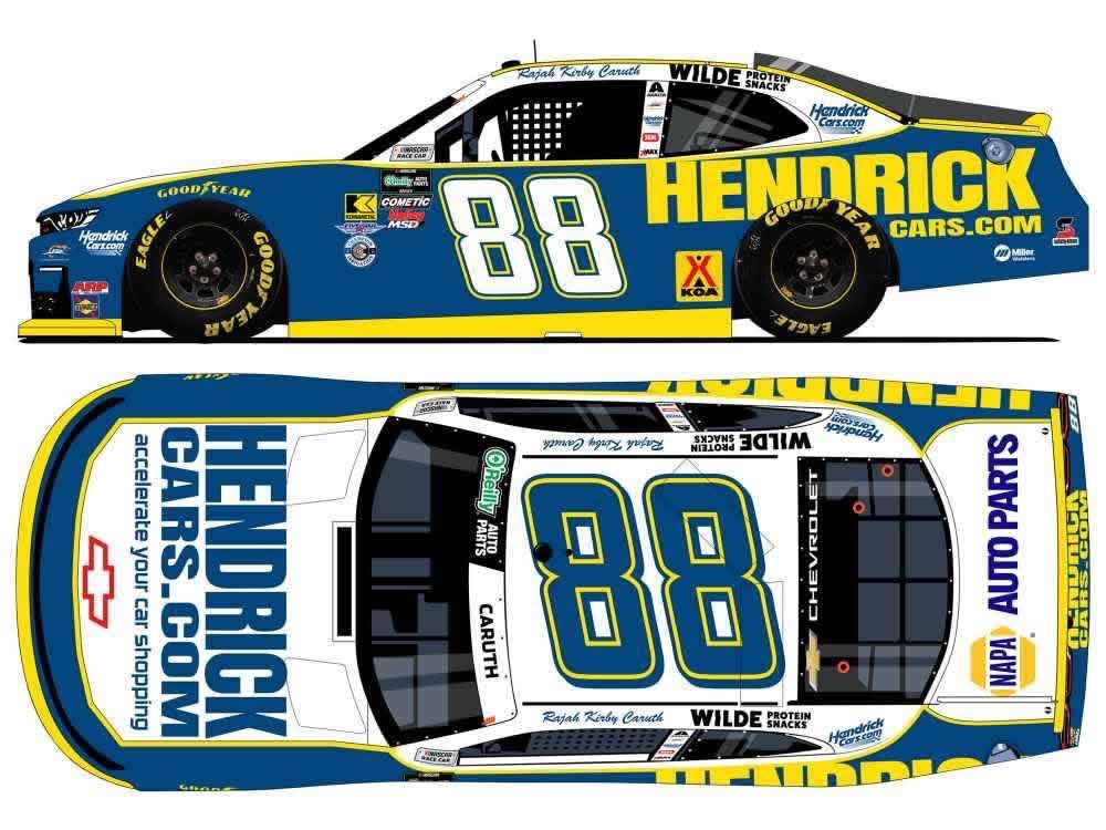 PRE-ORDER - Rajah Caruth Autographed 2026 Hendrickcars.com San Diego 1:24 Nascar Diecast - O'Reilly Auto Parts Series