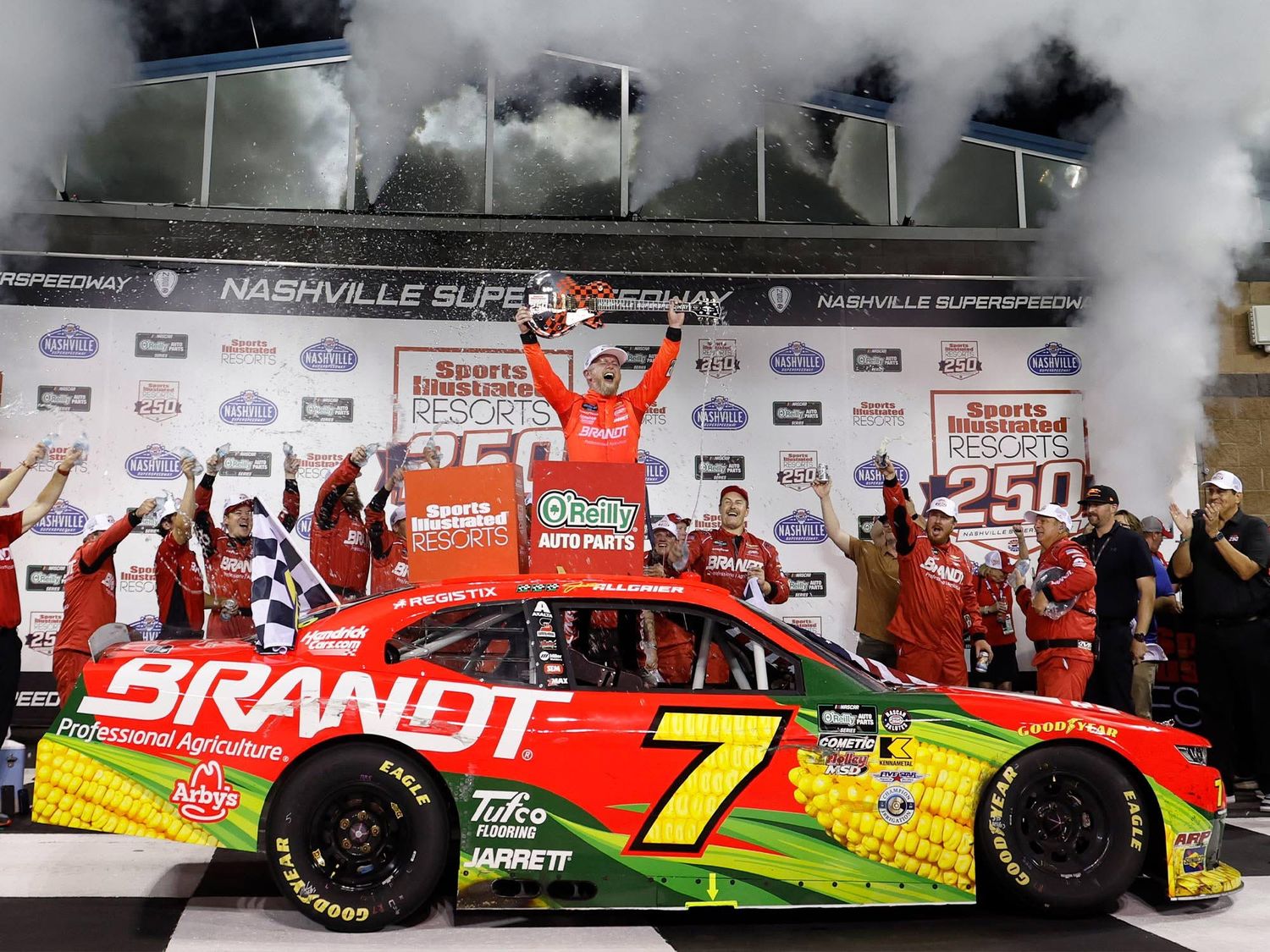 PRE-ORDER - Justin Allgaier Autographed 2026 Brandt Nashville 5/30/26 Race Win 1:24 Nascar Diecast - O'Reilly Auto Parts Series