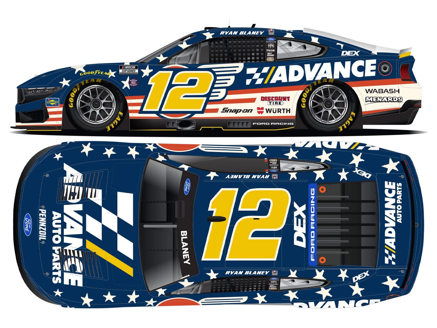 PRE-ORDER - Ryan Blaney 2026 Advance Auto Parts Patriotic 1:24 Elite Nascar Diecast