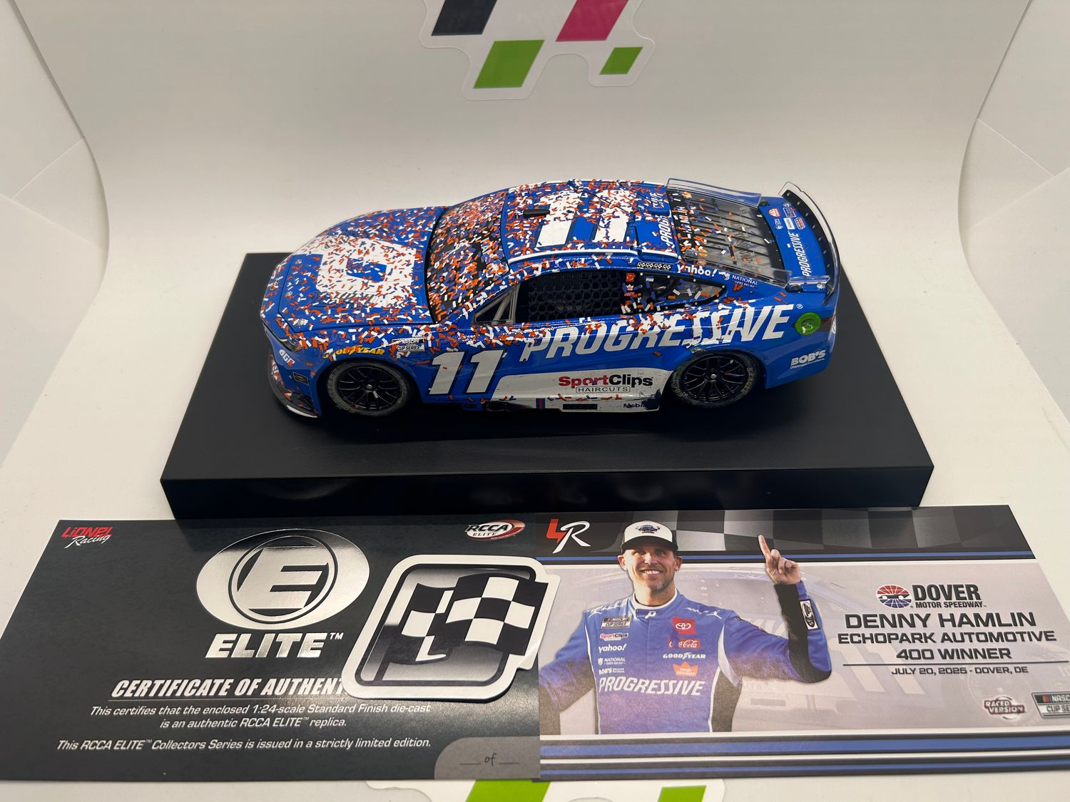 Denny Hamlin 2025 Progressive Dover Race Win 1:24 Elite Nascar Diecast