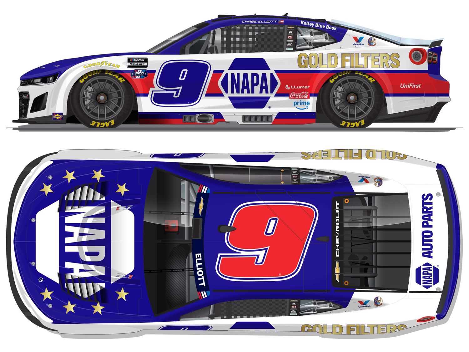 PRE-ORDER - Chase Elliott 2026 Napa Gold Filters Patriotic 1:24 Nascar Diecast