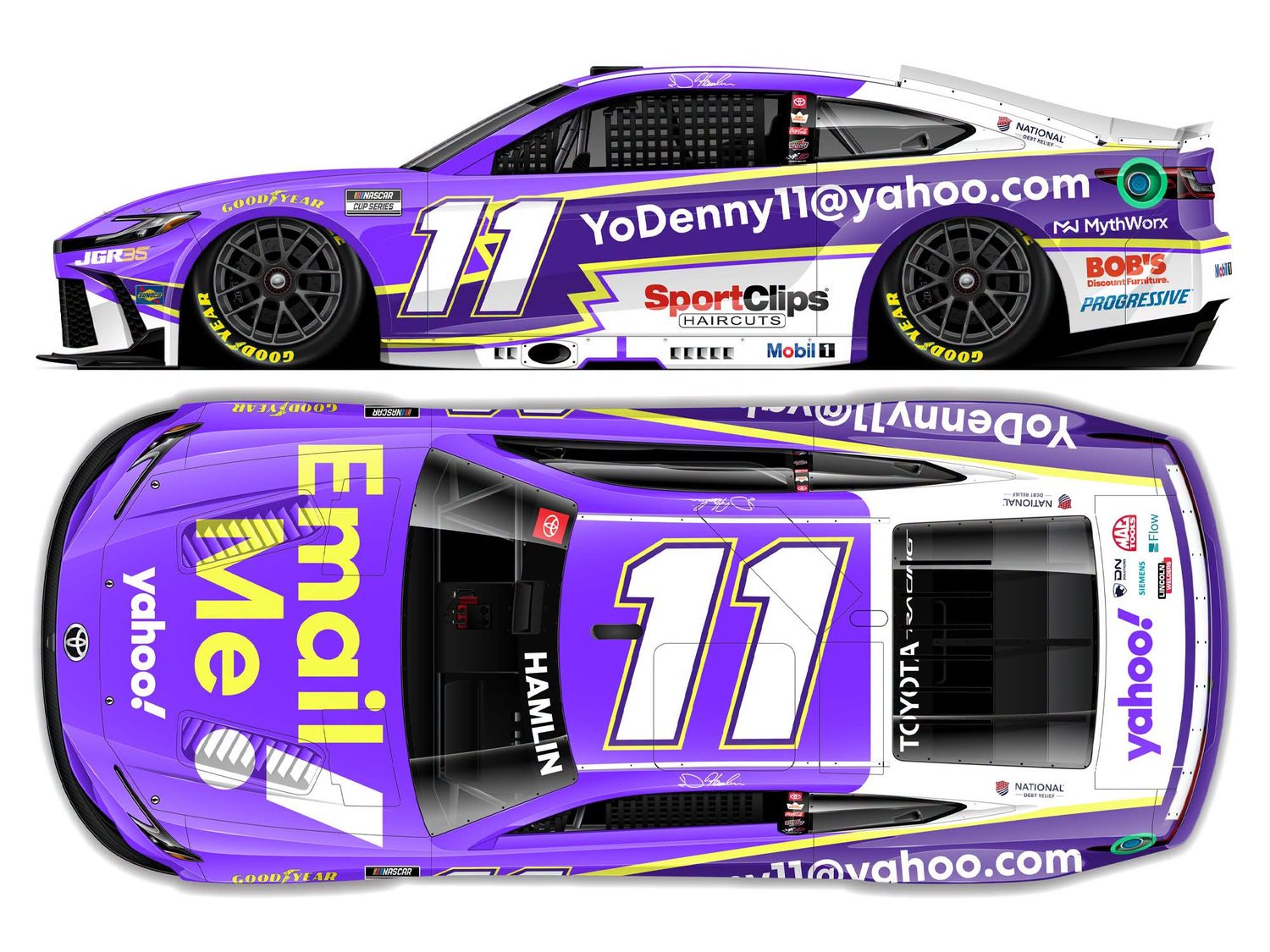 PRE-ORDER - DENNY HAMLIN 2026 YAHOO! EMAIL ME 1:24 ELITE DIECAST