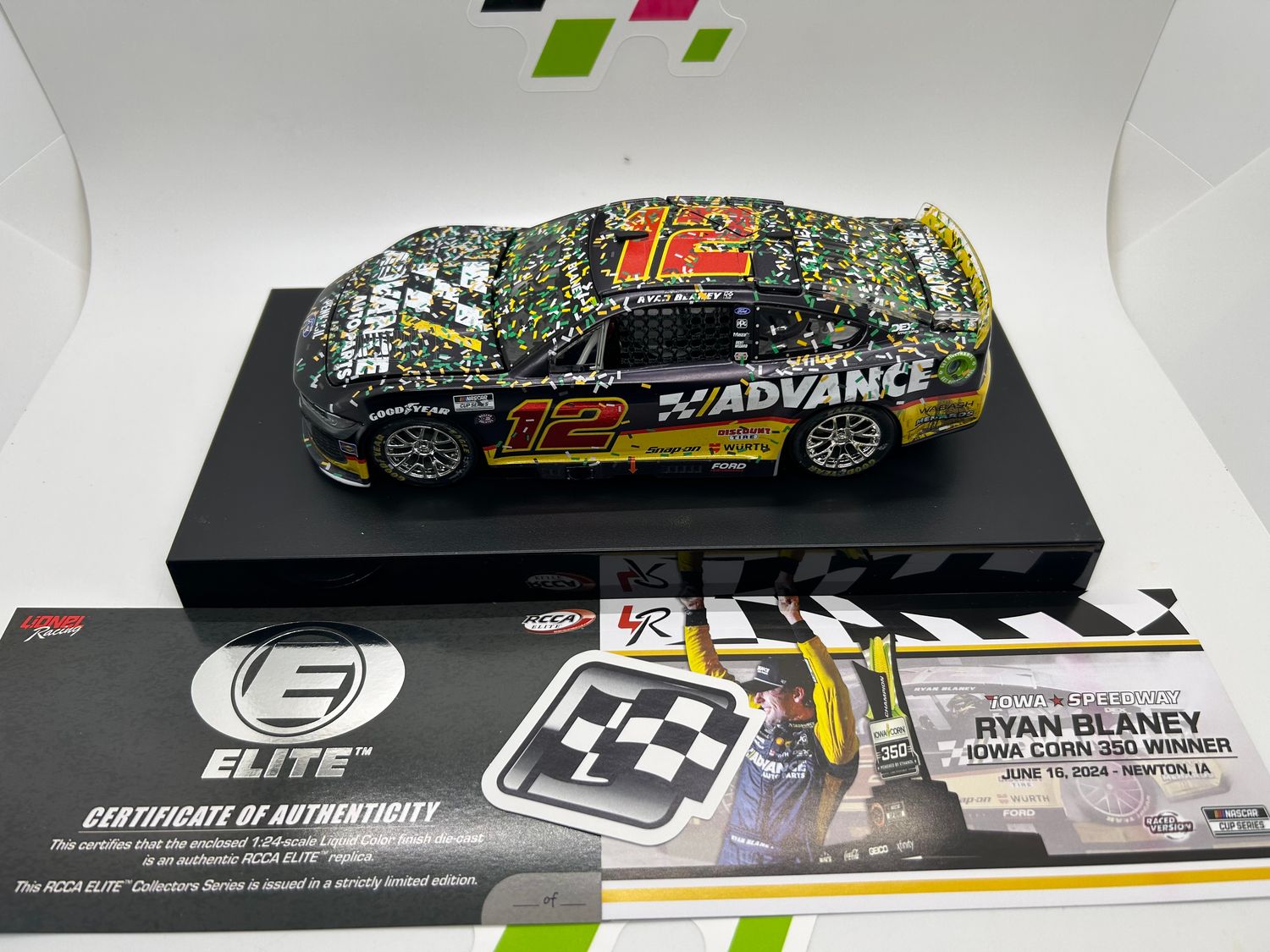Ryan Blaney 2024 Advance Auto Parts Iowa Race Win 1:24 Elite  Liquid Color Nascar Diecast
