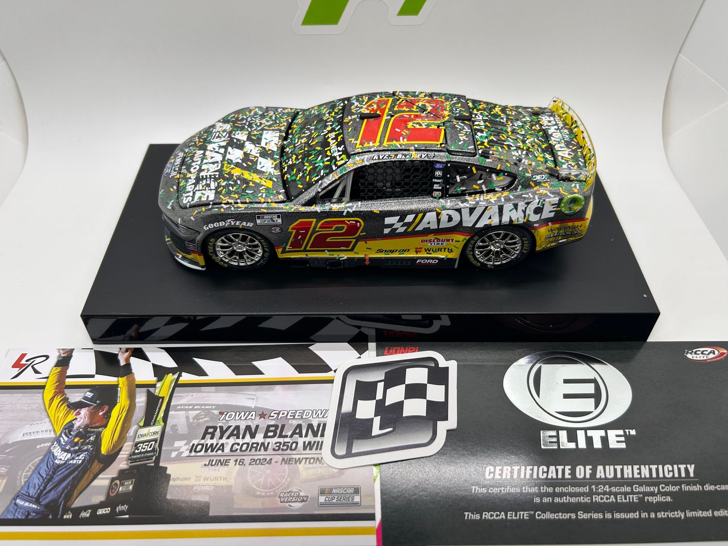 Ryan Blaney 2024 Advance Auto Parts Iowa Race Win 1:24 Elite  Galaxy Color Nascar Diecast